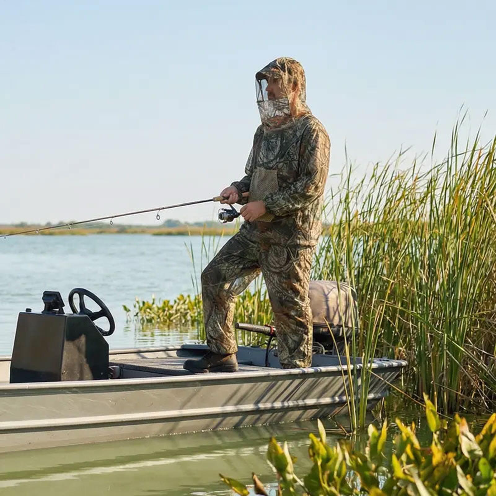 Outdoor Hunting Outfit - Herren-Jagdanzug, fliegensicheres Mesh-Outfit mit Kapuze, Angel-Outfit