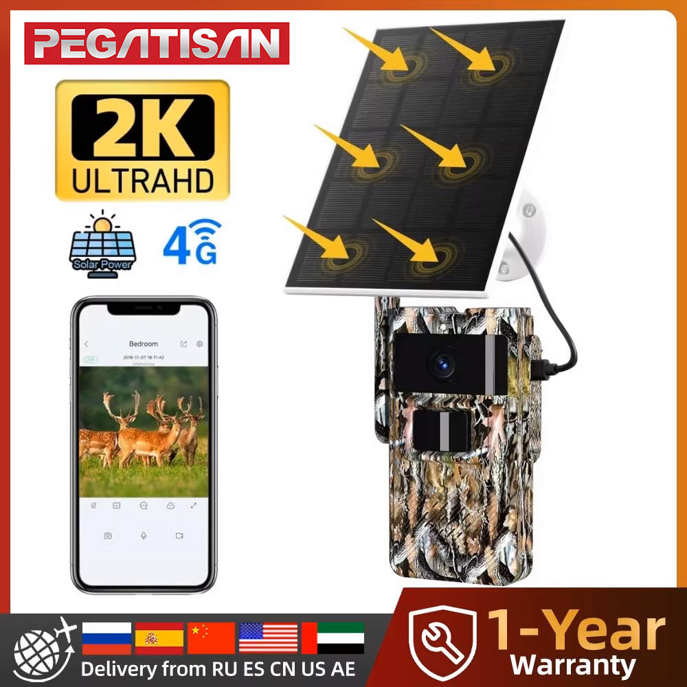 Outdoor Hunting Pictures - PEGATAH 4G Solarbetriebene Wildkamera 2K Videos