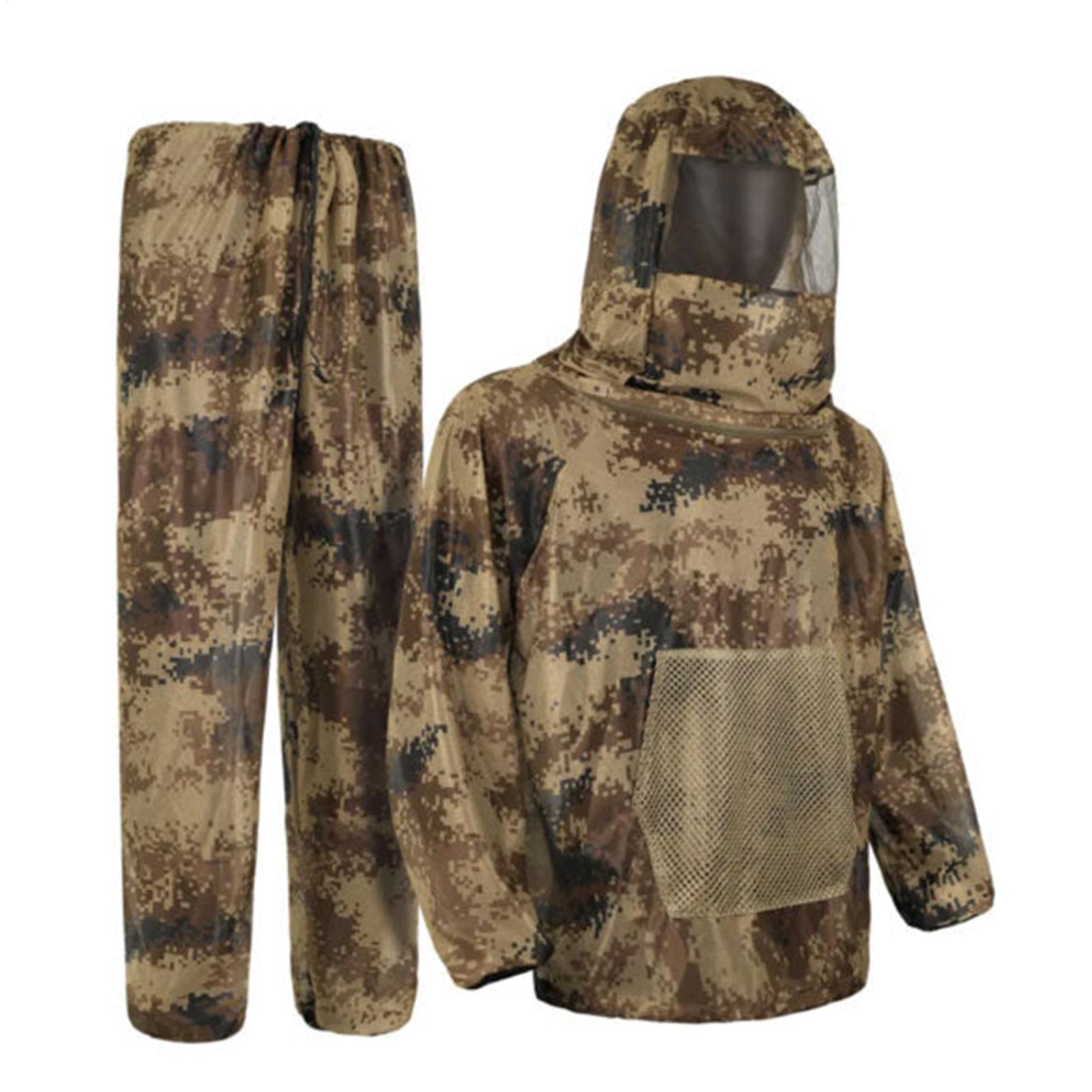 Outdoor Hunting Outfit - Herren-Jagdbekleidung Fliegensichere Netzkleidung mit Kapuze Angelanzug