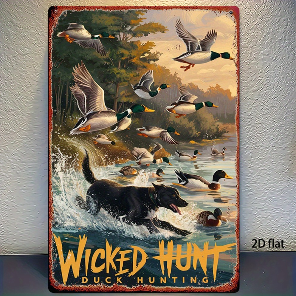Wildman Hunting & Outdoor Reviews - 2D Flache Vintage-Jagd-Enten-Metall-Wandkunst – Wildenten- &