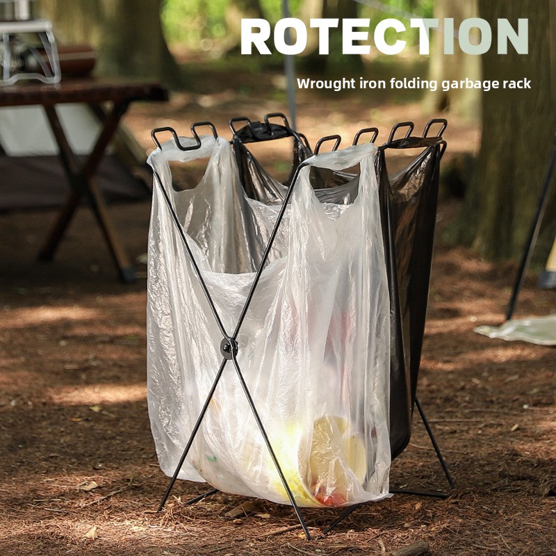 Outdoor Hunting Kitchen - Tragbarer Faltbarer Müllbeutelhalter, Outdoor-Plastiktütenständer für Camping,